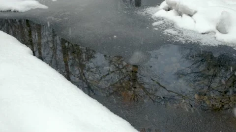 A stream in the snow in winter. Stock Footage 171647184
