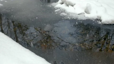 A stream in the snow in winter. Stock Footage 171760990