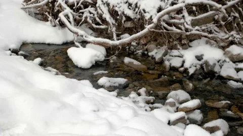 A stream in the snow in winter. Stock Footage 171761033
