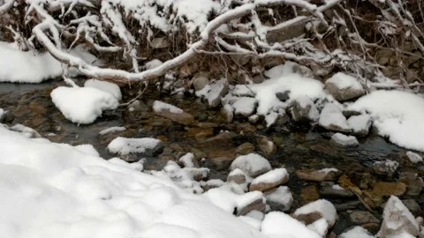 A stream in the snow in winter. Stock Footage 172094275