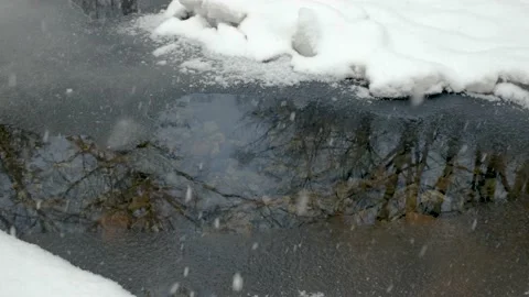 A stream in the snow in winter. Stock Footage 172094307