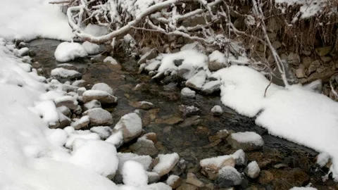 A stream in the snow in winter. Stock Footage 172274603