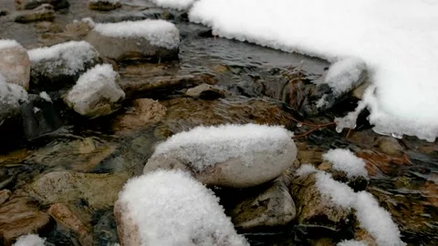 A stream in the snow in winter. Stock Footage 179770239