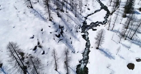 Stream in snowy valley Stock Footage 89196969