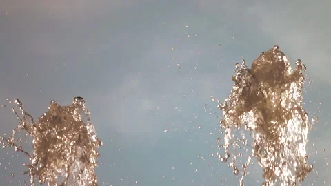 Stream spraying water drops. Drops of up and falling water from the fountain. Stock Footage 245171810