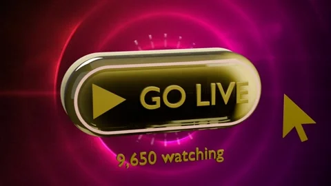 On stream start GO LIVE button rotating in center HUD pulsing pointer hovering Stock Footage 339494783