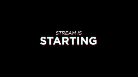 Stream is starting pixel text animation with glitch effect on black background Stock Footage 313451729