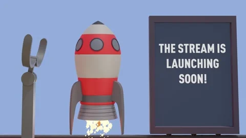 Stream starting- RED rocket launches, animated takeoff for start of livestream Stock Footage 245940212