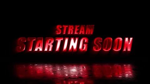 Stream Starting Soon glossy red text animation with reflection background Stock Footage 340516035