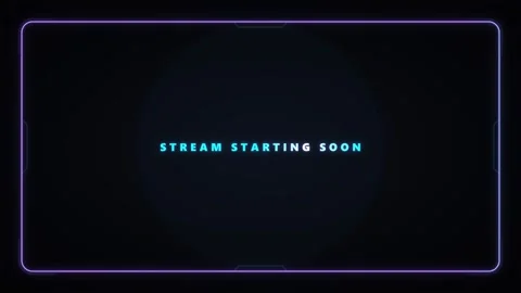 Stream starting soon neon hud overlay cyberpunk gaming broadcast intro screen Stock Footage 344855515