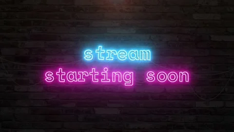 Stream starting soon with neon text effect in wall background. Seamless loo.. Stock Footage 234098367
