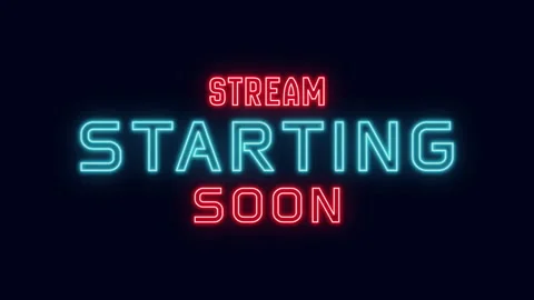 Stream starting soon neon text animation on dark background Stock Footage 315778256