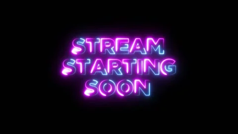 Stream starting soon neon text animation isolated on black background Stock Footage 321469569