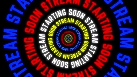 Stream Starting Soon Screen Loop, Colorful Spiral Text Animation Video stock 316306318