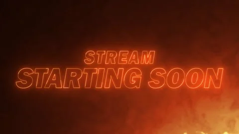 Stream Starting Soon text with fiery glow and smoke effect for live broadcasts Stock Footage 336618543