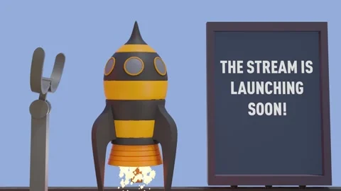 Stream starting- yellow bee rocket launch, animated takeoff to start livestream Stock Footage 245940206