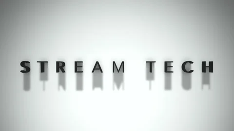 Stream tech 3D title matte black text set on a white background Stock Footage 301837513