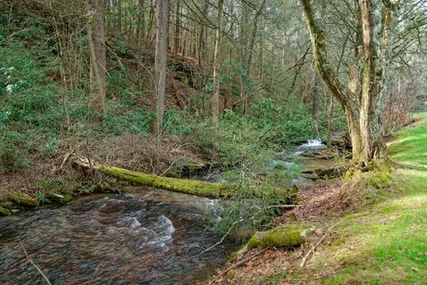 A stream through the mountains Stock Photos