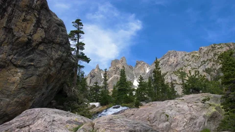 Stream through rock formation in rocky mountain national park 4k 60fps SLOW  Stock Footage 135313218