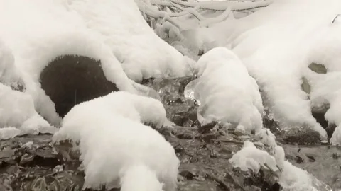 Stream through snow Stock Footage 69774367