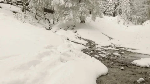 Stream through snow Stock Footage 69774369
