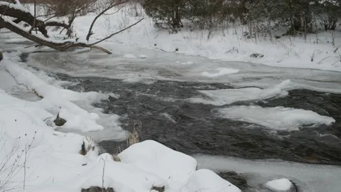 Stream through the snow in winter Stock-Footage 169262862