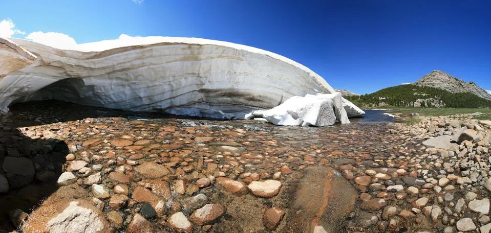 Stream under snow Stock Photos