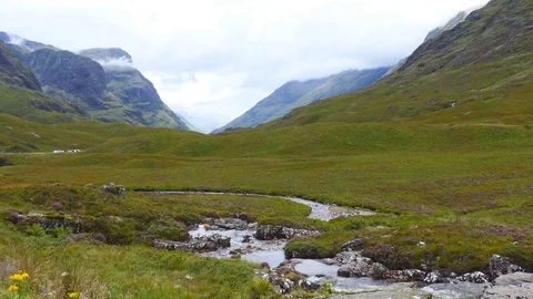 Stream in the valley of the mountains. Stock Footage 80037920