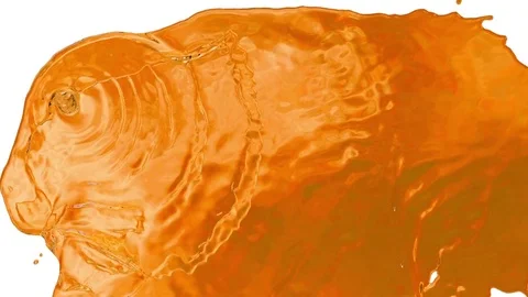 A stream of very beautiful orange liquid similar to sugar syrup or lemonade Stock Footage