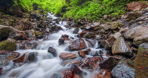 Stream Water and Rocks, Mountain Stream Video stock 70912144