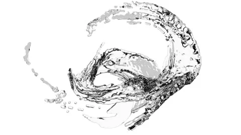 The stream of water, the circular motion, 3D, realistic picture. Stock-Illustration