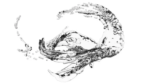 The stream of water, the circular motion, 3D, realistic picture. Stock-Illustration