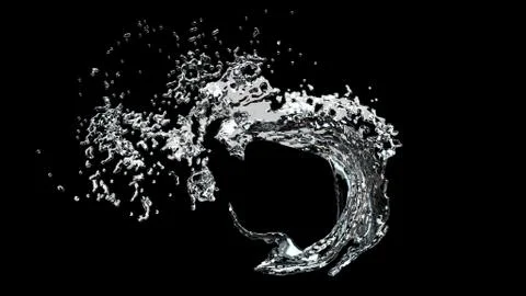 The stream of water, the circular motion, 3D, realistic picture. Stock-Illustration