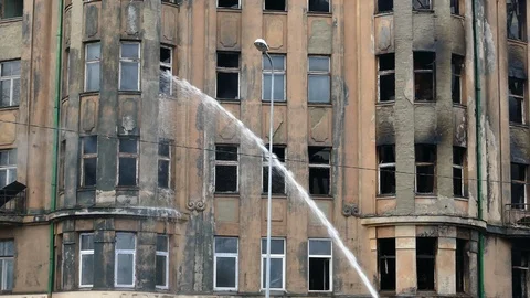 Stream of water from a fireman's hose 스톡 동영상 99352937