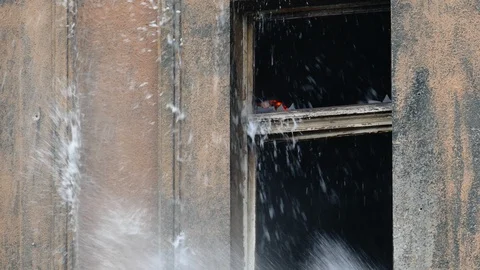 Stream of water from a fireman's hose Stock-Footage 99411045