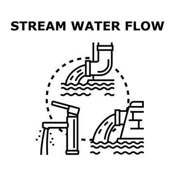 Stream water flow concept for water supply and drainage Stock Illustration