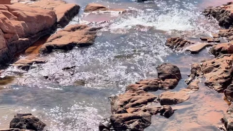 Stream of Water Over Redrocks - Waterfall  Southern Utah Landscape Stock Footage 268016034