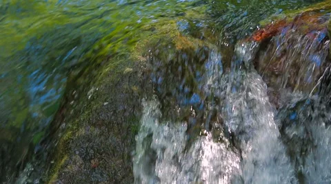 Stream Water Rapidly Falling off Rock. Close-up shot with sound Stock Footage 46327109