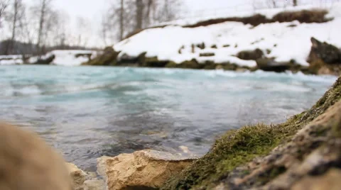 Stream of water in the river, spring, ,melting snow, nature 스톡 동영상 49761367