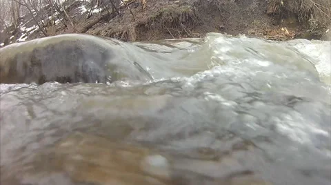 Stream water of spring river Stock Footage 61128280
