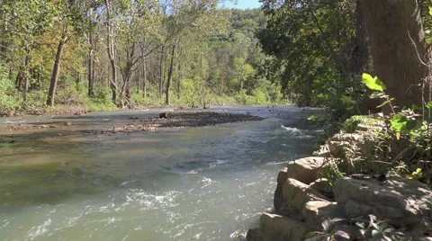 Stream Water on a Windy day Stock Footage 68993144