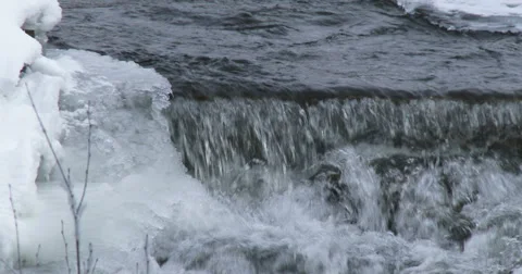 Stream of water in winter Stock Footage 47076516