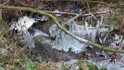 Stream of Water in Winter Stock Footage 264090892