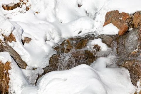 Stream of water in winter Stock Photos
