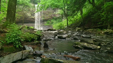 Stream with Waterfall Stock Footage