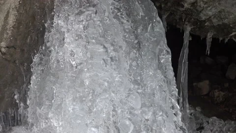 Stream (waterfall) frozen like a shell Stock Footage 160963140