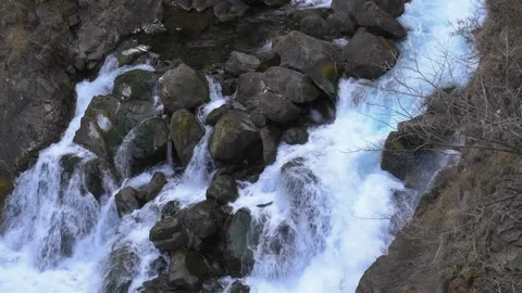 Stream from waterfall “Kegon falls”, close up. Beautiful landscape in Japan, aut Stock Footage 168789930