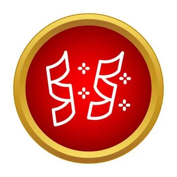Streamer and confetti icon on red button celebrating event Stockillustratie