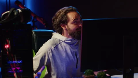 Streamer arriving in studio, ready to st... | Stock Video | Pond5