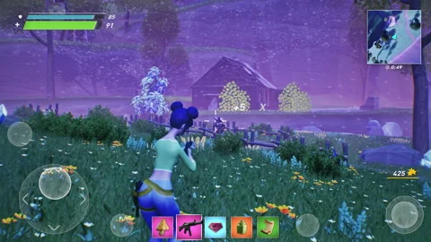 Streamer losing a fight against enemy in the battle royale esport competition Stock Footage 234028820
